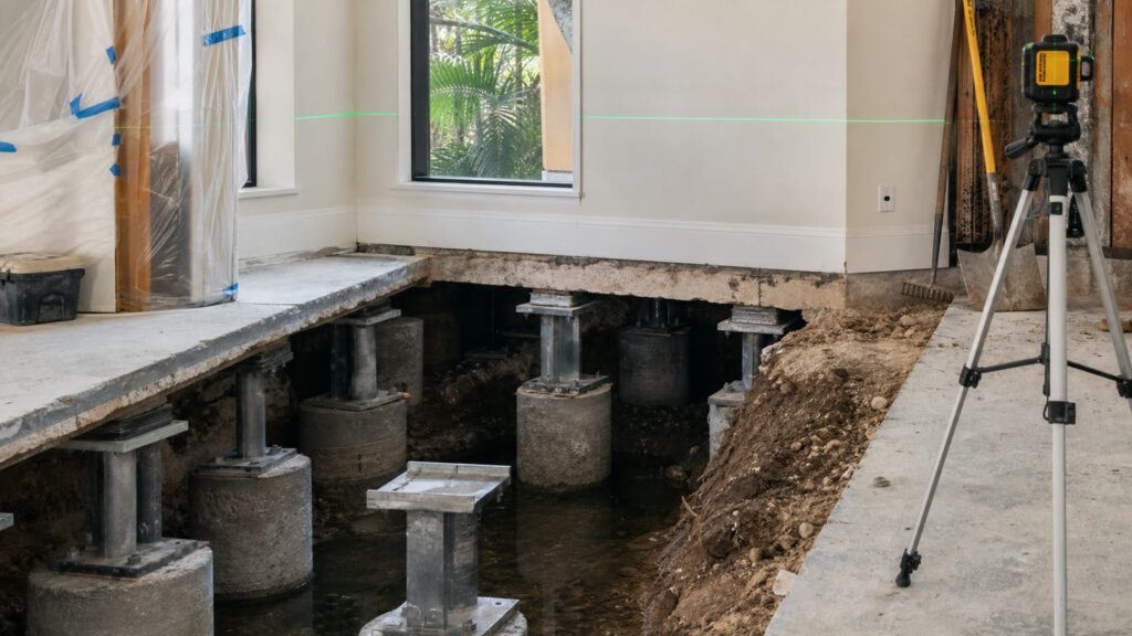 Slab Piers for Interior Foundation Support in Naples 1 Slab Piers for Interior Foundation Support in Naples — realistic foundation service scene in Naples, Florida